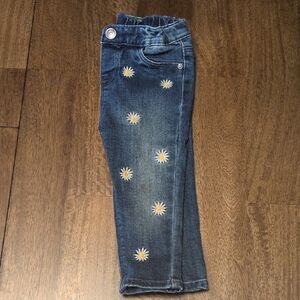 Blue Denim Jeans with Floral Embroidery